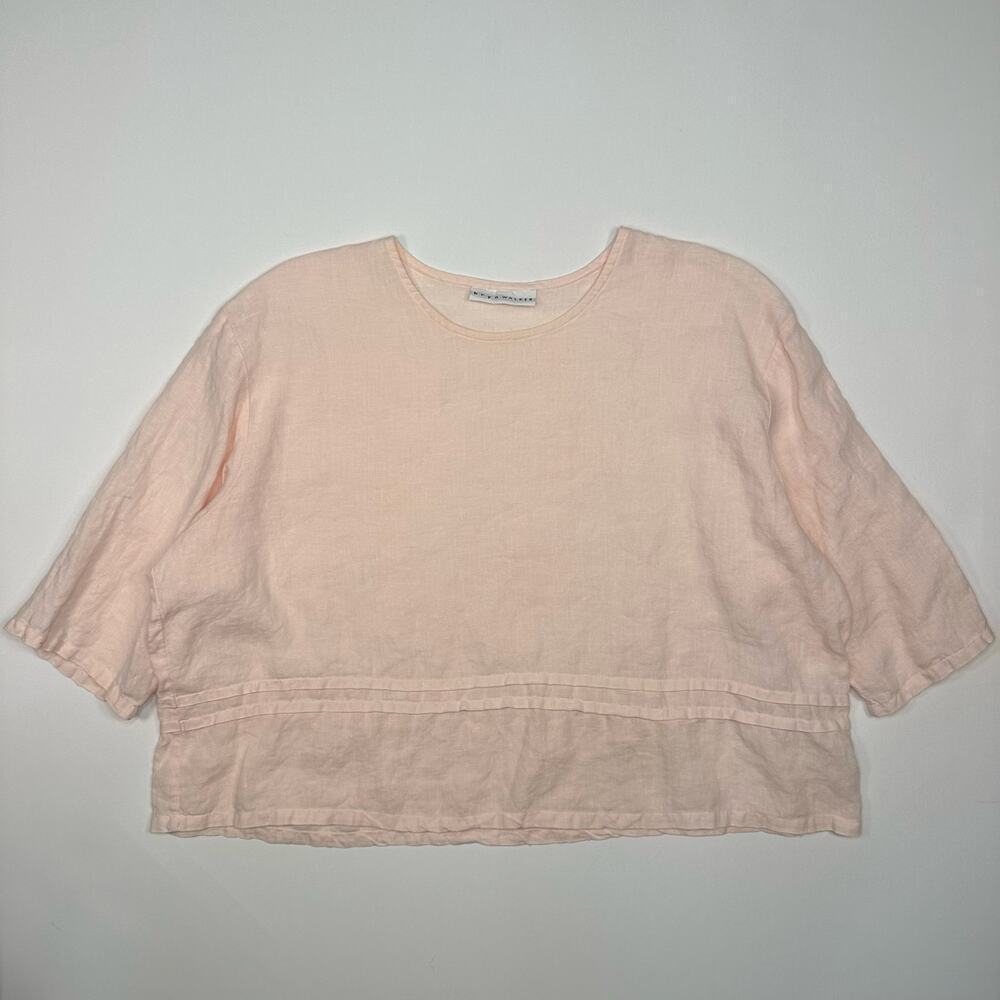 Bryn Walker Peach Linen Cropped Tunic Top Size Medium